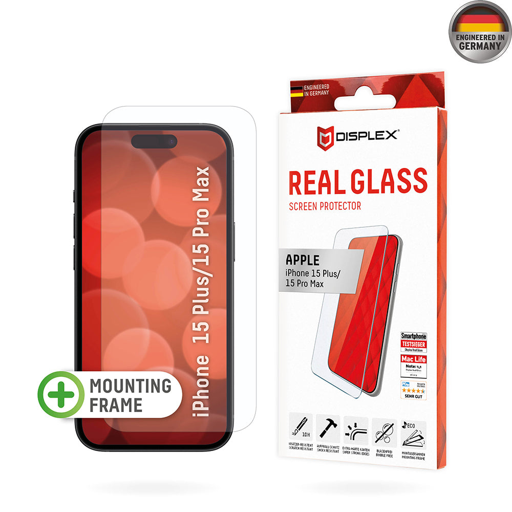 Képernyőfólia - Displex - Premium Real Glass 2D (iPhone és Samsung) Könnyű alkalmazási készletet tartalmaz